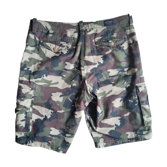 Quicksilver Mens Camouflage Camo Cotton Cargo / Utility Shorts Size Waist 34 - Picture 2 of 8